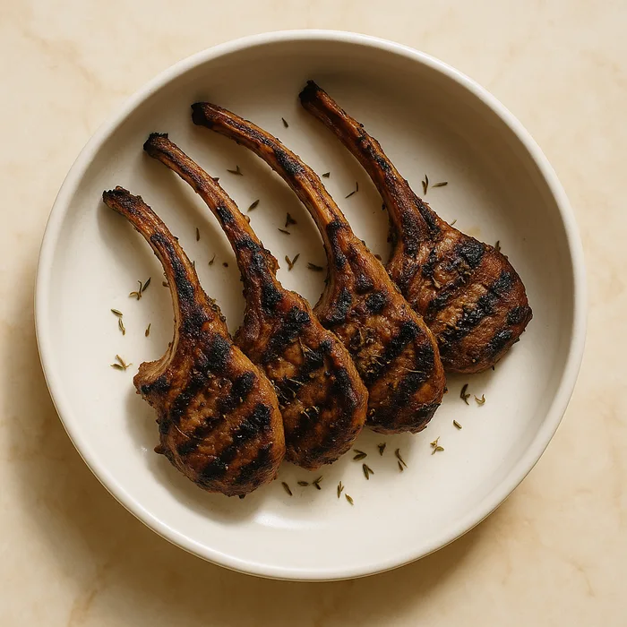 Richet Lahem, côtelettes d’agneau grillées et parfumées au thym