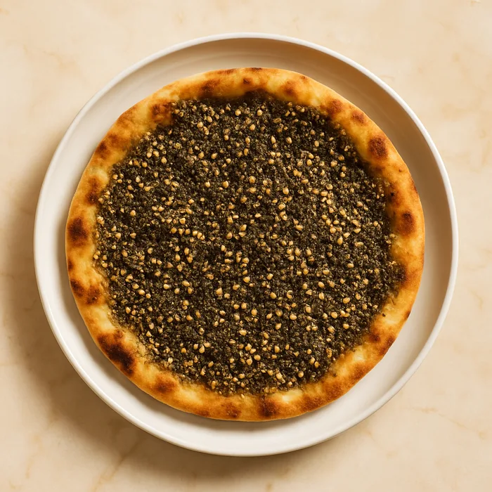Zaatar traditionnel, galette libanaise cuite au four